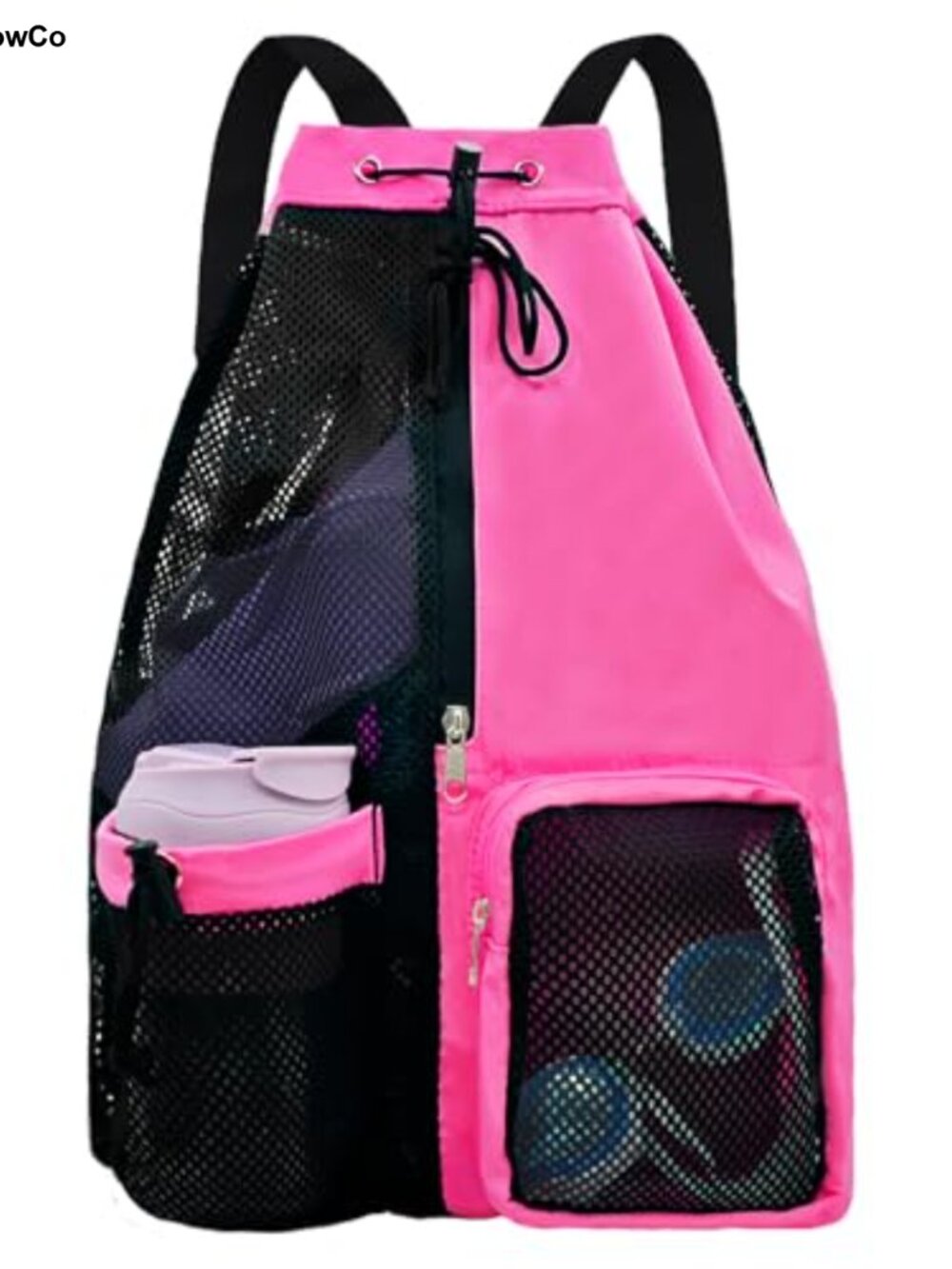 Drawstring Mesh Backpack with Wet Pocket, Waterproof Nylon Polyester Gym Pool